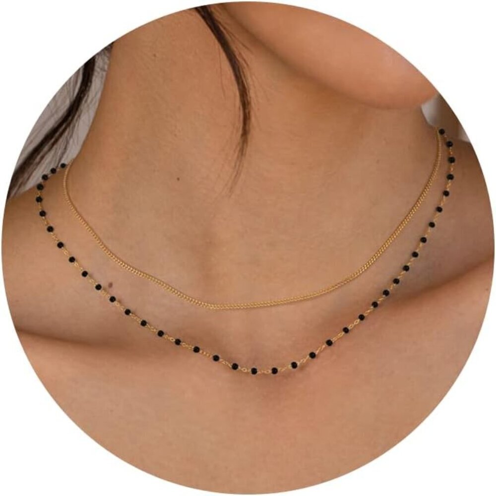 for Women 14k Gold Plated Sterling Silver Satellite Choker Necklace Paperclip